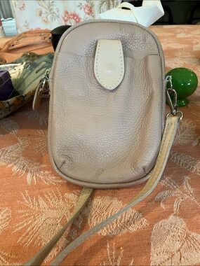 Pebbled Leather Crossbody Bag in Taupe
